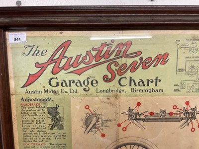 Lot 944 - Austin Seven Garage Chart poster - framed and glazed