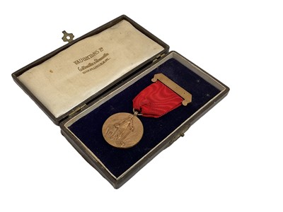 Lot 701 - Scarce National Canine Defence League medal (bronze issue), engraved 'To "Luke" for giving warning of fire 1928', in original Vaughtons Ltd box of issue.