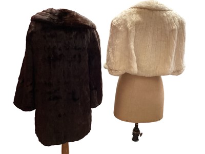 Lot 2122 - Cream mink jacket by Coles of Sheffield, white fur (probably ermine) capelet, 1970s Derry & Toms fitted mink coat and a red squirrel fur coat and mtching hat by Joseph Fox.  Plus a mink hats by De...