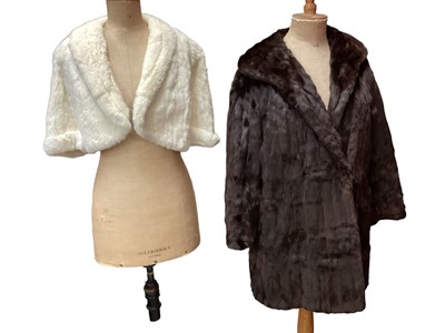Lot 2122 - Cream mink jacket by Coles of Sheffield, white fur (probably ermine) capelet, 1970s Derry & Toms fitted mink coat and a red squirrel fur coat and mtching hat by Joseph Fox.  Plus a mink hats by De...