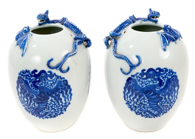 Lot 20 - Pair of Chinese 20th century blue and white vases