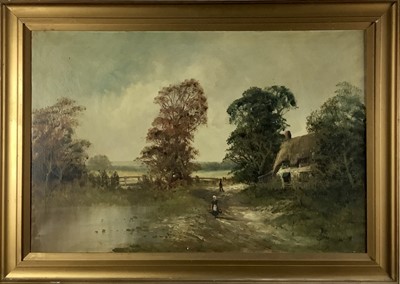 Lot 121 - Joel Owen (1892-1931) pair of oil landscapes, Gloucestershire and River Severn, both signed, 51cm x 76cm, framed