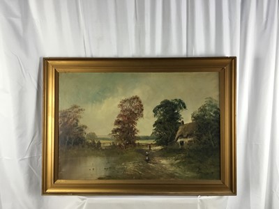 Lot 121 - Joel Owen (1892-1931) pair of oil landscapes, Gloucestershire and River Severn, both signed, 51cm x 76cm, framed