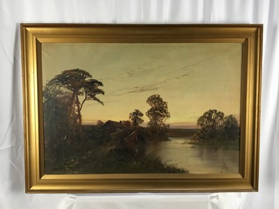 Lot 121 - Joel Owen (1892-1931) pair of oil landscapes, Gloucestershire and River Severn, both signed, 51cm x 76cm, framed