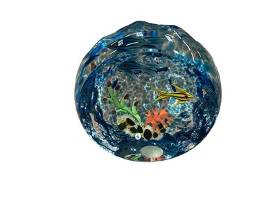 Lot 1227 - William Manson Snr paperweight Fish and coral reef