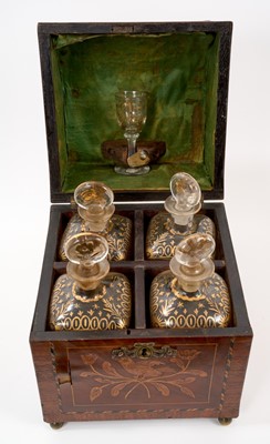 Lot 821 - Early 19th century Dutch marquetry decanter box, fitted