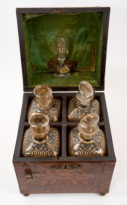 Lot 821 - Early 19th century Dutch marquetry decanter box, fitted
