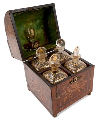 Lot 821 - Early 19th century Dutch marquetry decanter box, fitted
