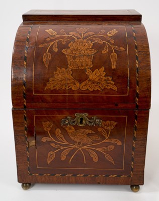 Lot 821 - Early 19th century Dutch marquetry decanter box, fitted