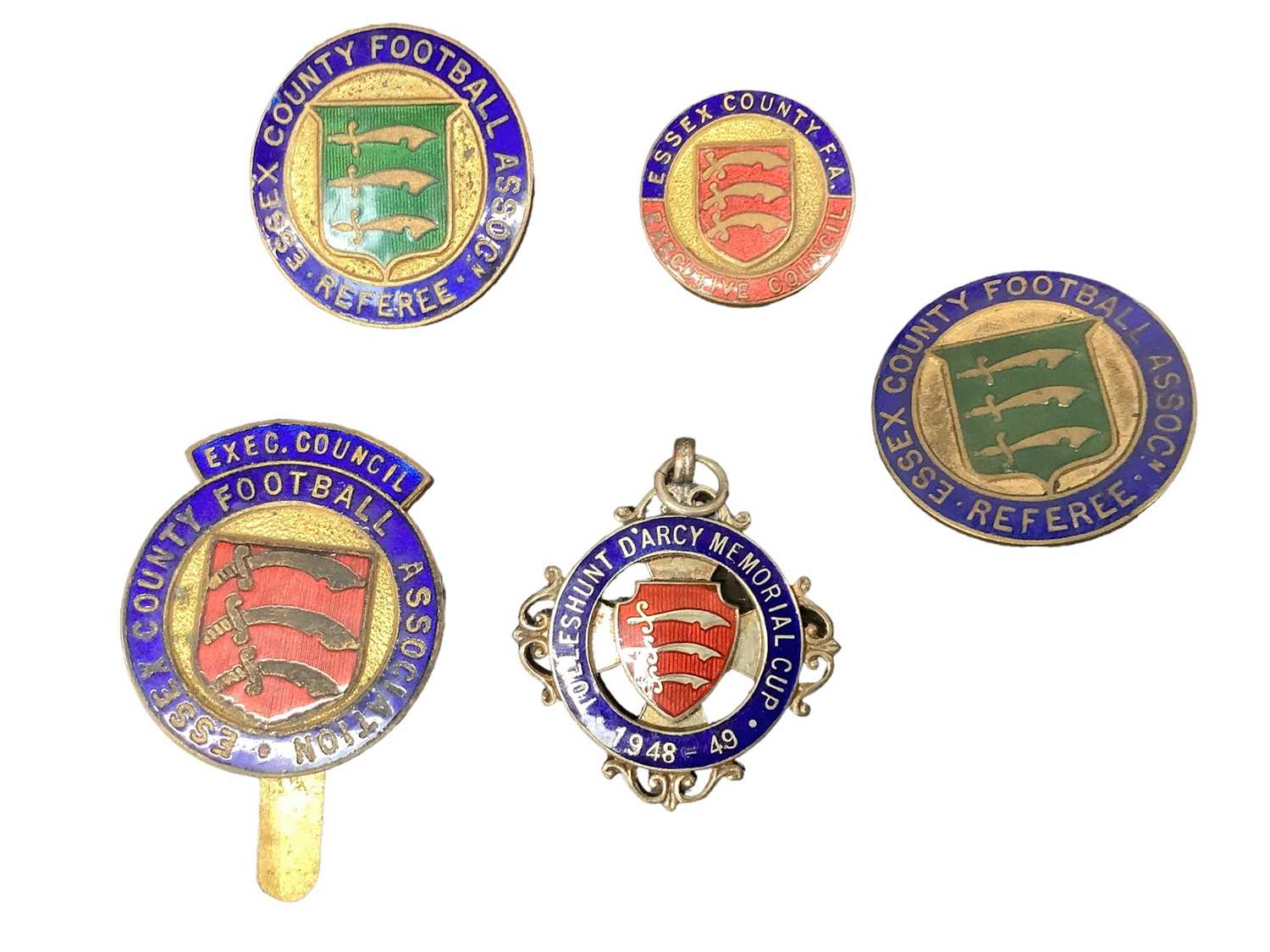 Lot 2523 - Group of five enamel football badges