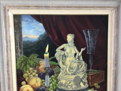 Lot 251 - Boros Gyula (Hungarian, b.1951) oil on panel, still life / vanitas, 58cm x 48cm, framed