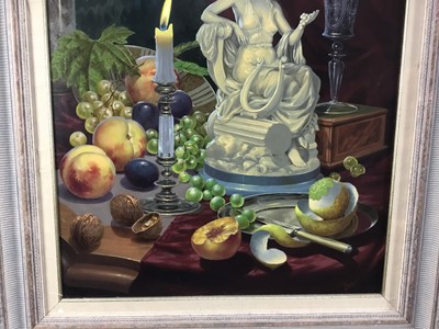Lot 251 - Boros Gyula (Hungarian, b.1951) oil on panel, still life / vanitas, 58cm x 48cm, framed