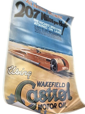 Lot 1481 - Two Castrol posters - Bluebird and Sunbeam, approximately 100cm x 70cm