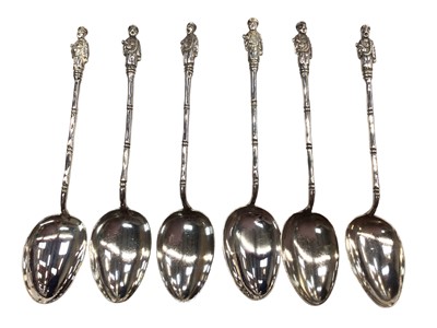 Lot 1059 - Set of six Chinese silver teaspoons