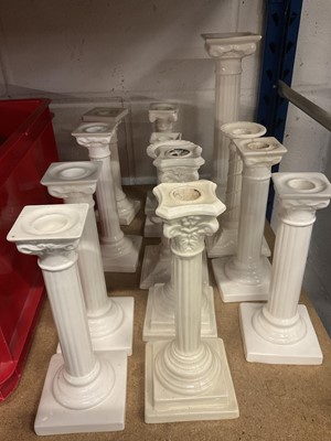 Lot 35 - Group of white glazed ceramic candlesticks