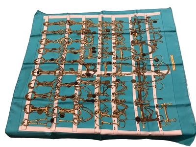 Lot 2131 - Hermes Mors & Filets silk scarf 90 x 90 cms approximately, no care tag.