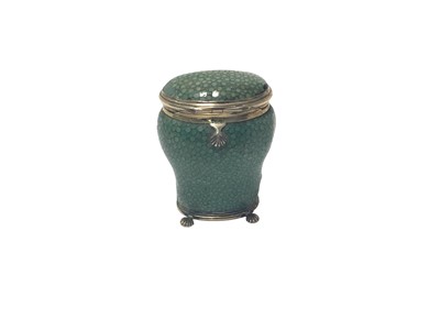 Lot 40 - Good quality Edwardian Georgian -style table Vesta box retailed by Child & Child with white metal mounts and shagreen covered body on four shell feet 63mm high