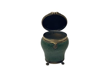 Lot 40 - Good quality Edwardian Georgian -style table Vesta box retailed by Child & Child with white metal mounts and shagreen covered body on four shell feet 63mm high
