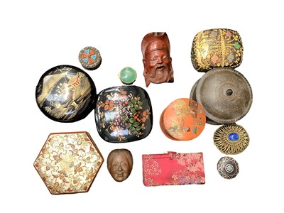 Lot 2539 - Indian, Chinese and other similar items, including boxes, fan, etc