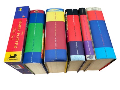 Lot 1601 - J K Rowling - Harry Potter, hardback first editions, including Prisoner of Azkaban, Goblet of Fire, Order of the Pheonix, Half Blood Prince and Deathly Hallows, together with two book boxed set of...