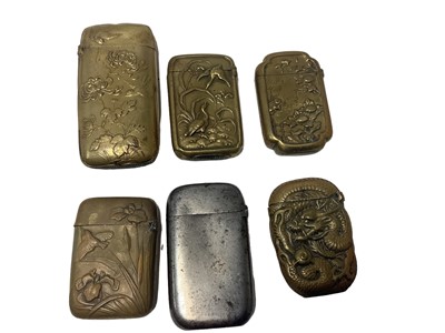 Lot 47 - Six 19th century mostly brass Oriental taste Vesta cases including dragons