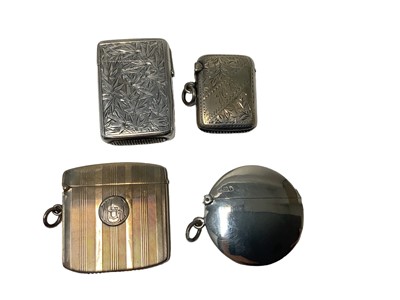 Lot 48 - Victorian silver Vesta case with floral scroll engraving and three others ( all silver ) (4)