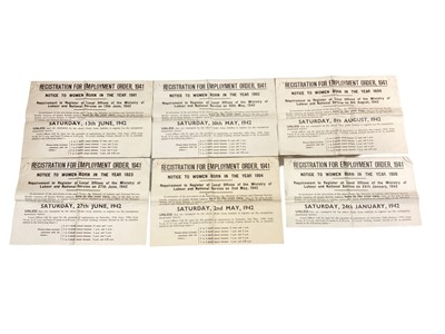 Lot 749 - Collection of Second World War 'Registration For Employment Order, 1941' posters (10 plus)