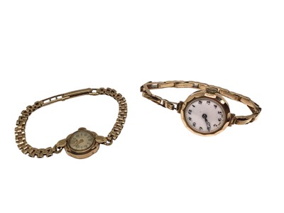 Lot 79 - Two 9ct gold vintage ladies wristwatches both on 9ct gold bracelets