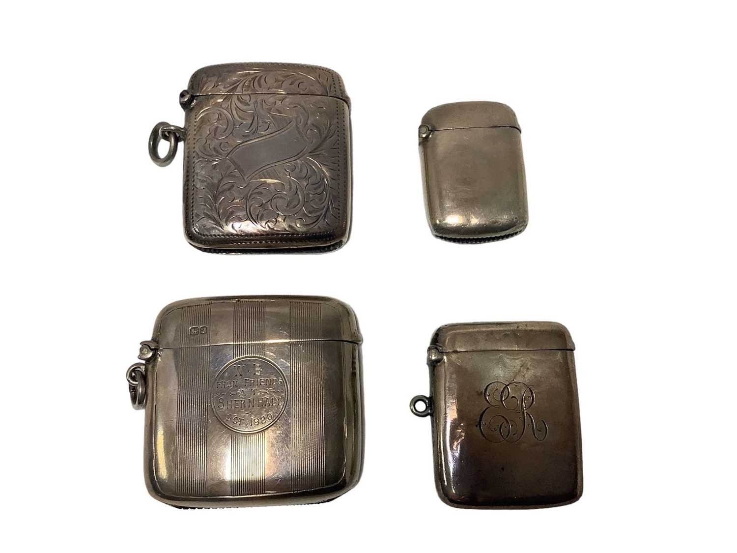 Lot 63 - Four Edwardian and later silver Vesta cases various