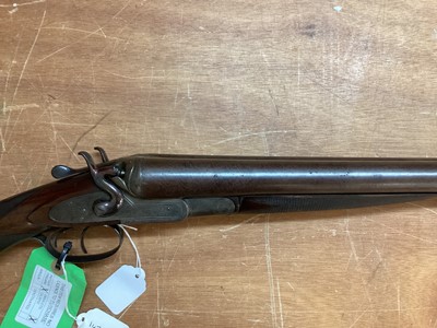 Lot 913 - Top lever opening 10 bore side-by-side non-ejector side lock hammer fowling shotgun by Lincoln Jeffries, with 36” Damascus barrels engraved to rib ‘Awarded Gold Medal, Melbourne 1889”, RH barrel “W...