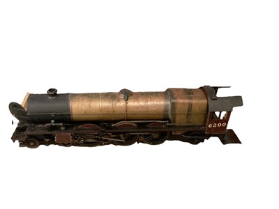 Lot 2010 - Live steam Princess Royal locomotive and tender 4-6-2, numbered 6200, unpainted locomotive, red tender, unused boiler with certificate, track, sleepers and one other copper boiler