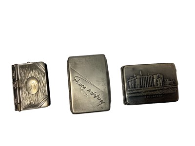 Lot 85 - Collection of Victorian and later Vesta boxes and match box holders including combination silver Vesta and Soverign case ( damaged) Royal, novelty and advertising ( 40 plus)