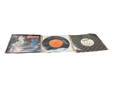 Lot 2229 - Collection of single records including London (MCA 319), Saxon, Iron Maiden, Sex Pistols, The Enemy (Fall 001), AC/DC, Cyndi Lauper, Orange Juice, etc, together with 10 archive promo copies of 'Dir...