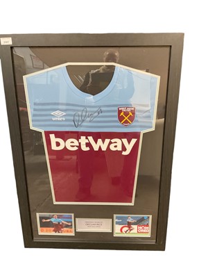 Lot 2507 - Framed and glazed West Ham football shirt - Declan Rice