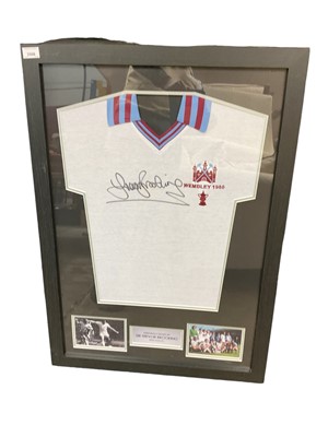 Lot 2508 - Framed and glazed West Ham football shirt - Trevor Brooking