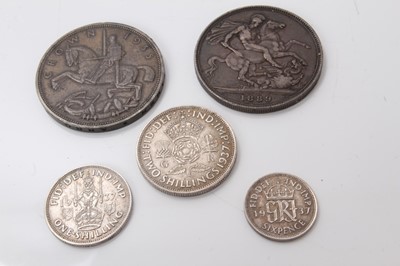 Lot 534 - G.B. - Mixed silver coins to include Crowns Victoria JH 1889