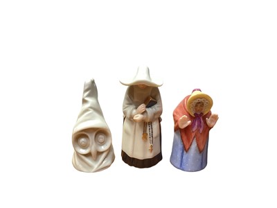 Lot 1247 - Three Royal Worcester candle snuffers - Welsh lady, Owl and Nun