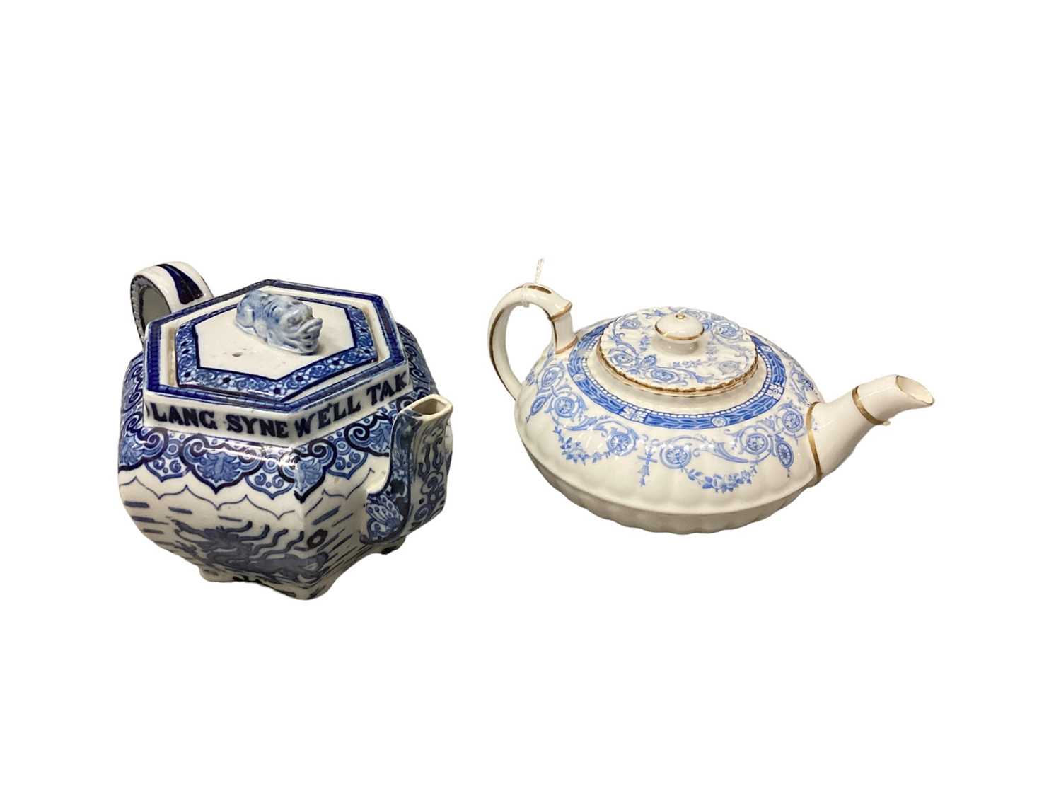 Lot 1249 - Sixteen various blue and white teapots including Spode, Wedgwood, Mintons etc