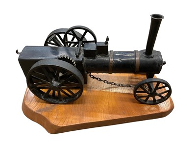 Lot 2669 - Scratch built ornamental model steam engine on wooden shaped base