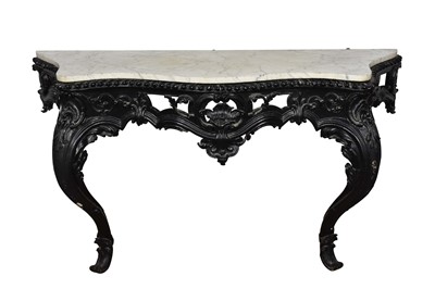 Lot 1291 - Rococo style marble topped painted console table