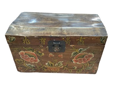 Lot 2593 - Chinese painted chest with character marks, and two further boxes inside (3)