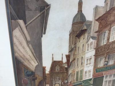 Lot 51 - Attributed to Charles Marsh, watercolour, Rouen street scene, 64cm x 44cm, in glazed frame