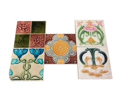 Lot 1257 - Group of Art Nouveau pottery tiles