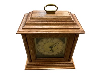 Lot 2518 - Franz Hemle, blond oak cased chiming mantel clock