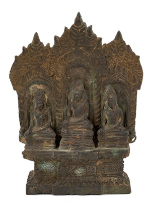 Lot 861 - Antique Thai bronze temple figural group