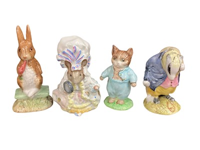 Lot 1256 - Collection of 19 Beswick Beatrix Potter figures - Squirrel Nutkin, Peter Rabbit, Tom Thumb, Appley Dapply, Tabitha Twitchett, Tailor Of Gloucester, Mrs Titlemouse, Tommy Brock, Benjamin Bunny, Rebe...