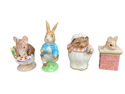 Lot 1256 - Collection of 19 Beswick Beatrix Potter figures - Squirrel Nutkin, Peter Rabbit, Tom Thumb, Appley Dapply, Tabitha Twitchett, Tailor Of Gloucester, Mrs Titlemouse, Tommy Brock, Benjamin Bunny, Rebe...