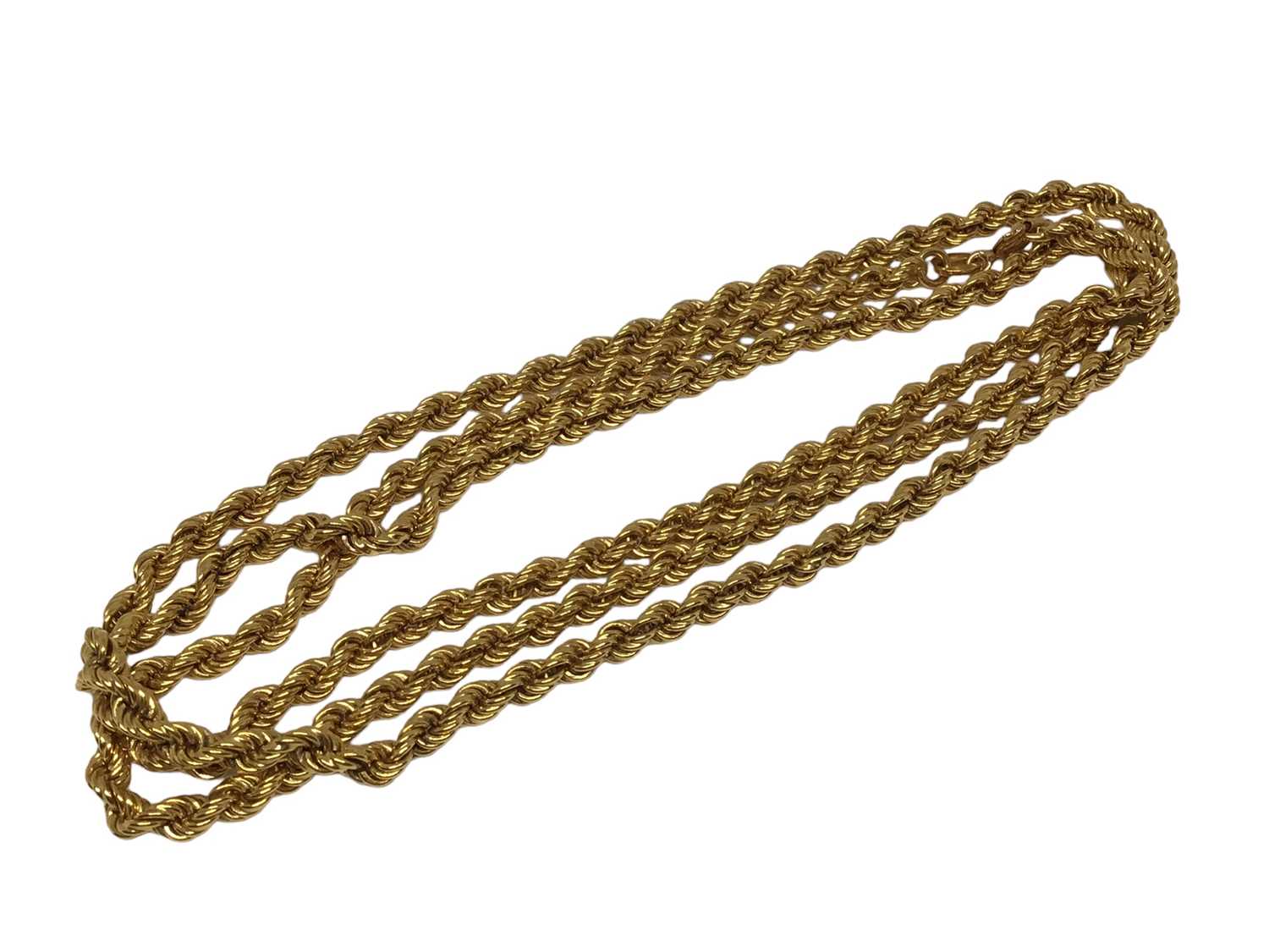 Lot 99 Yellow metal (stamped 22K) rope twist chain