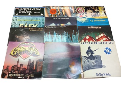 Lot 2254 - Box of LP records (approx 105) including Tom Petty, Elton John, INXS, Roxy Music, Streetwalkers, ZZ Top, Stranglers, Ian Dury, Steve Gibbons, Eagles, Stevie Wonder, E.L.O., Four Tops and Steve Mill...