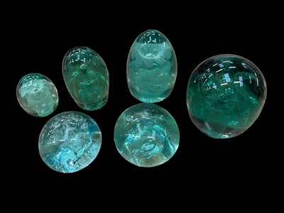 Lot 1262 - Six Victorian green glass dumps